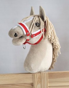 Kantar regulowany dla konia Hobby Horse A3 czerwony z białym futerkiem 1