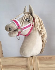Kantar regulowany dla konia Hobby Horse A3 ciemny różowy białym futerkiem 1
