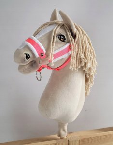 Kantar regulowany dla konia Hobby Horse A3 neon pink białym futerkiem 1