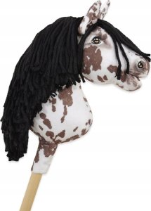 Hobby Horse Mały koń na kiju Premium - tarantowaty biało-brązowy z czarną grzywą A4 1