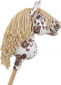 Hobby Horse Mały koń na kiju Premium - tarantowaty biało-brązowy z beżową grzywą A4 1