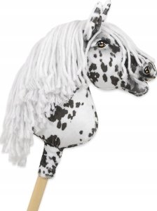 Hobby Horse Mały koń na kiju Premium - tarantowaty biało-czarny z białą grzywą A4 1