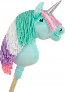 Hobby Horse Jednorożec na kiju mały miętowy z kolorową grzywą i srebrnym rogiem 1