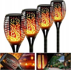 Lampy solarne ogrodowe pochodnie 12LED 4szt. 1