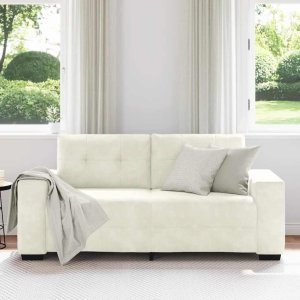 vidaXL Sofa dwuosobowa, kremowa, 140 cm, aksamit 3