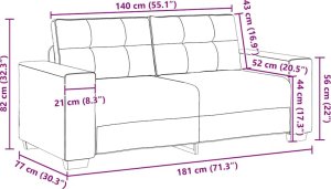 vidaXL Sofa dwuosobowa, kremowa, 140 cm, aksamit 9