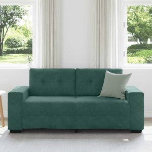 vidaXL Sofa dwuosobowa, ciemnozielona, 140 cm, aksamit 3