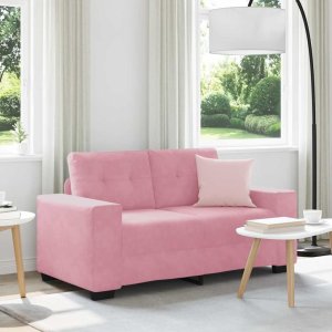 vidaXL Sofa dwuosobowa, różowa, 120 cm, aksamit 1