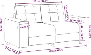 vidaXL Sofa dwuosobowa Ciemnoszara 120 cm Aksamit 9