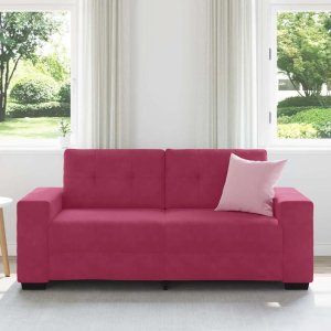 vidaXL Sofa dwuosobowa, wino czerwone, 140 cm, aksamit 3