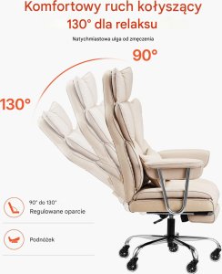 Ekskluzywny fotel biurowy z wysokim oparciem i regulacją podparcia lędźwiowego 3