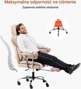 Ekskluzywny fotel biurowy z wysokim oparciem i regulacją podparcia lędźwiowego 4