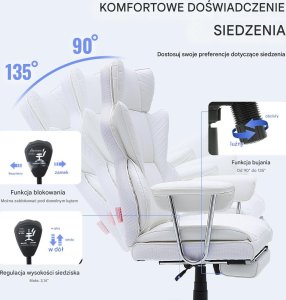 Krzesło biurowe Vevor Biurowy fotel wypoczynkowy z podnóżkiem 6
