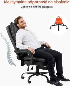 Krzesło biurowe z wysokim oparciem podnóżkiem i poduszką lędźwiową 3