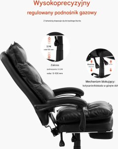 Krzesło biurowe z wysokim oparciem podnóżkiem i poduszką lędźwiową 5