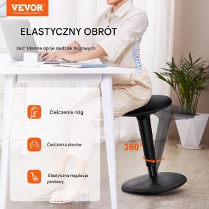 Krzesło biurowe Vevor Krzesło balansujące Wobble regulowana wysokość 55-72 cm 2