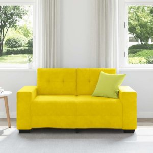 vidaXL vidaXL Sofa dwuosobowa, żółta, 120 cm, aksamit 3