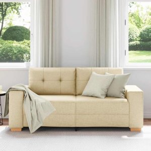 vidaXL Sofa dwuosobowa, kremowa, 140 cm, tkanina 3
