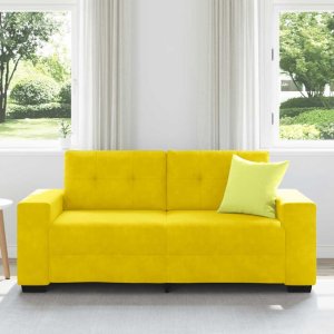 vidaXL Sofa dwuosobowa, żółta, 140 cm, aksamit 3