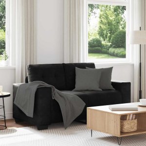 vidaXL Sofa dwuosobowa czarna 120 cm aksamitna 1