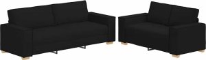 vidaXL 2-częściowy komplet wypoczynkowy, obity tkaniną, czarna 2