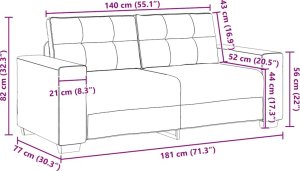 vidaXL Sofa dwuosobowa, różowa, 140 cm, aksamit 9