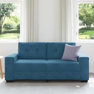 vidaXL Sofa dwuosobowa, niebieska, 140 cm, aksamit 3