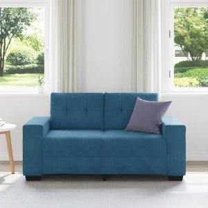 vidaXL Sofa dwuosobowa, niebieska, 120 cm, aksamit 3