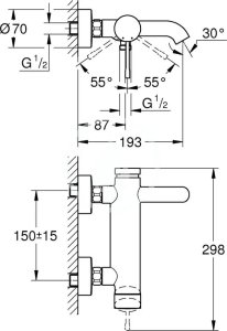 Grohe Essence single lever mixer for bath & shower - Brushed Brass 2