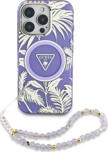 Etui Guess Palm Trees Triangle Pearl      Strap MagSafe do iPhone 16 fioletowy 1