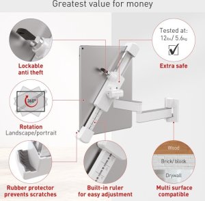 Uchwyt do tabletu 7-14" obrotowy ścienny z zamkiem 3