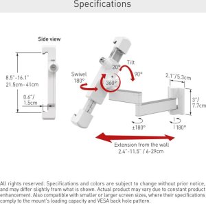 Uchwyt do tabletu 7-14" obrotowy ścienny z zamkiem 7