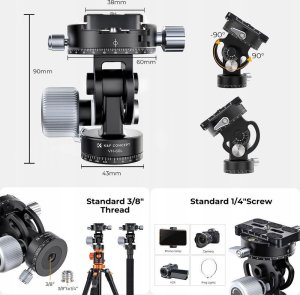 Profesjonalna Głowica Panoramiczna 10kg K&F VH-60L Aluminium 3x Podziałka / KF31.103 3