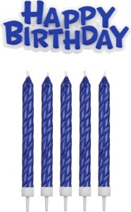 PME Świeczki niebieskie Happy Birthday 16 sztuk 1