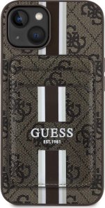 Etui Guess 4G Stripes z portfelem         Magsafe do iPhone 15 brązowy 2