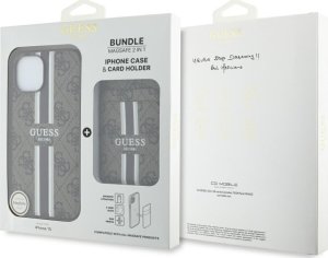 Etui Guess 4G Stripes z portfelem         Magsafe do iPhone 15 brązowy 6