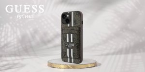 Etui Guess 4G Stripes z portfelem         Magsafe do iPhone 15 brązowy 7