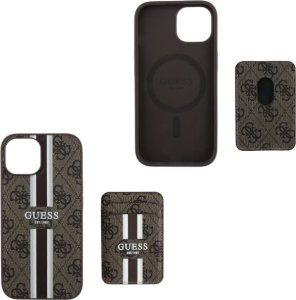 Etui Guess 4G Stripes z portfelem         Magsafe do iPhone 15 brązowy 10