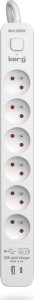 Urządz. zas.-zabezpiecz. KERG z wyłącznikiem-6 gniazd-USBC+USBA-biało-szary-1,5m-16A-H05VV-F-3x1,5mm2 one size 2