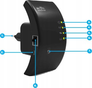 WZMACNIACZ SYGNAŁU WIFI WYGIĘTY W02 czarny 7