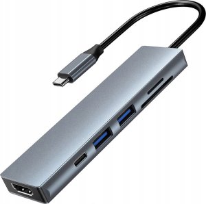 HUB USB Dexxer ADAPTER MACBOOK 6w1 PODŁUŻNY Z KABELKIEM H4 2