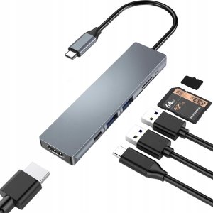 HUB USB Dexxer ADAPTER MACBOOK 6w1 PODŁUŻNY Z KABELKIEM H4 3
