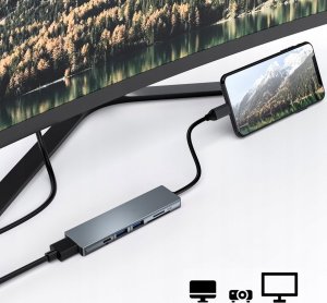 HUB USB Dexxer ADAPTER MACBOOK 6w1 PODŁUŻNY Z KABELKIEM H4 4