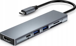 HUB USB Dexxer ADAPTER MACBOOK 6w1 PODŁUŻNY Z KABELKIEM H4 8