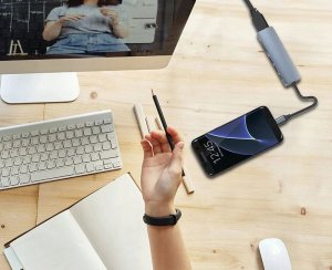 HUB USB Dexxer ADAPTER MACBOOK 6w1 PODŁUŻNY Z KABELKIEM H4 9