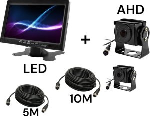 Monitor samochodowy lcd 7 cali 12/24v kabel 5m/10m oraz kamera cofania 4pin zestaw ahd 1
