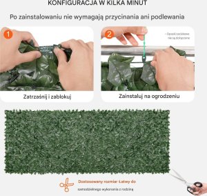 Vevor Sztuczny Żywopłot 1500 x 4000 mm Mata Osłonowa z Liśćmi Bluszczu 5