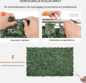 Sztuczny Żywopłot 1500 x 2490 mm Mata Osłonowa z Liśćmi Bluszczu 7