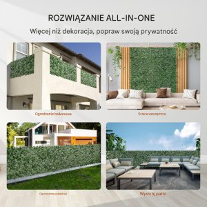 Sztuczny Żywopłot 990 x 4010 mm Mata Osłonowa z Liśćmi Bluszczu 6