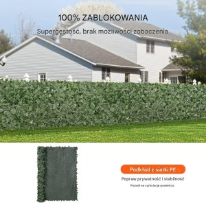 Sztuczny Żywopłot 1830 x 2440 mm Mata Osłonowa z Liśćmi Bluszczu 6